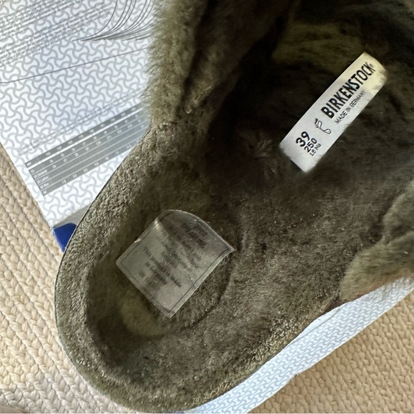 NEW Birkenstock Arizona Shearling Sandals In Thyme Green Free People NWT - Picture 7 of 9